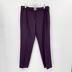 Diane Von Furstenberg Georgia‎ Cropped Trouser Purple Size 6 Belted Straight Leg